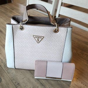 Blush white taupe guess purse and wallet bundle